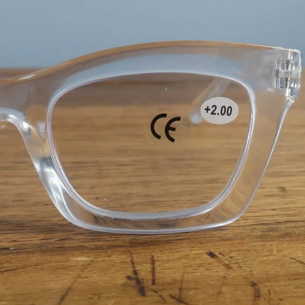 RETRO TRENDY CLEAR WHITE READER GLASSES +2.00 NWT